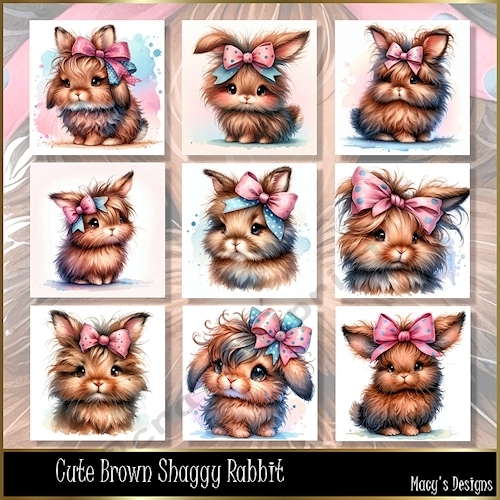 Cute Brown Shaggy Rabbit - Illustrations for Cards
