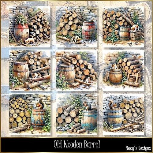 Old Wooden Barrel - Illustrations for Cards