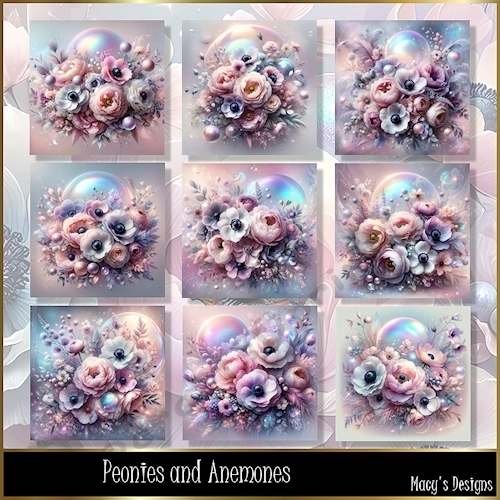 Peonies and anemones - Illustrations for Cards