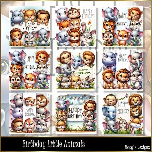 Birthday Little Annimals - Illustrations for Cards