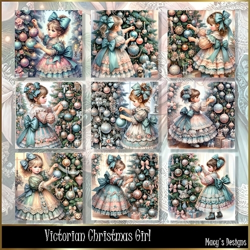 Victorian Christmas Girl - Illustrations for Cards