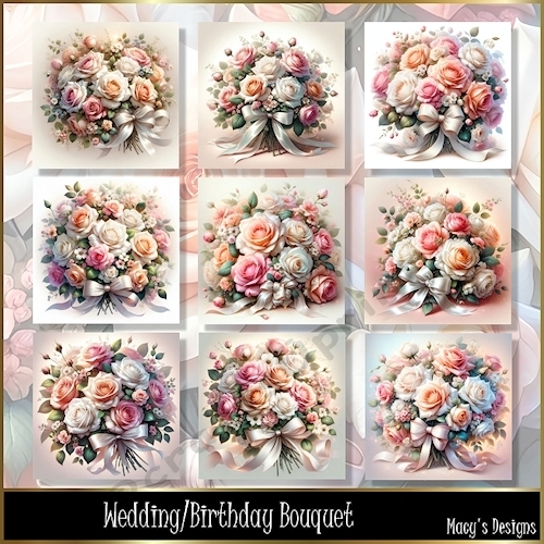 Wedding/Birthday Bouquet - Illustrations for Cards