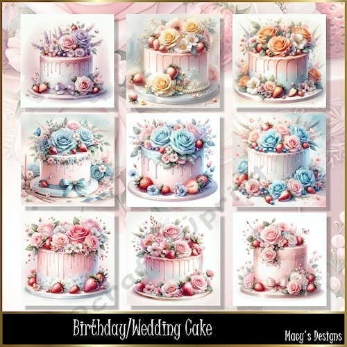 Wedding/Birthday Cake - Illustrations for Cards