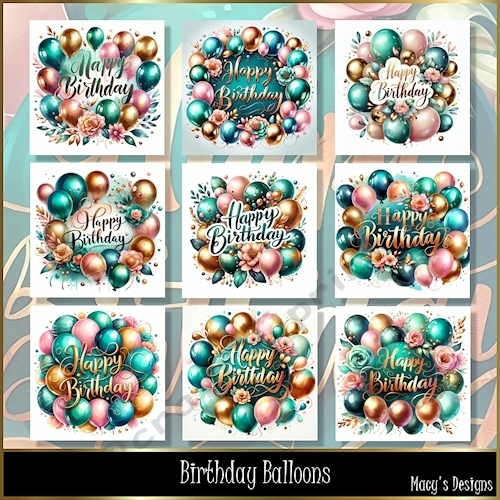 Birthday Balloons - Illustrations for Cards & Designers