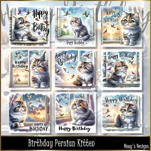 cup1387017_124264 - Birthday Persian Kitten - Illustrations for Cards & Designers