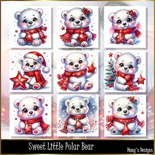 Sweet Little Polar Bear - Illustrations for Cards, Mini kits & Designers