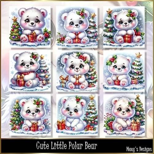 Cute Little Polar Bear - Illustrations for Cards, Mini kits & Designers