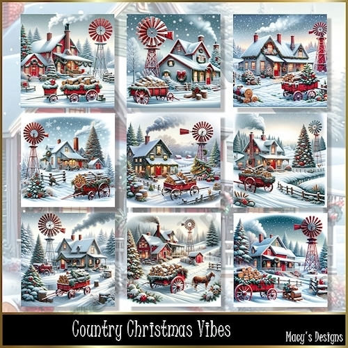 Christmas Country Vibes - Illustrations for Cards, Mini kits & Designers