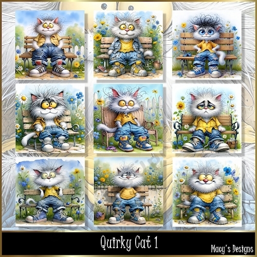 Quirky Cat 1 - Illustrations for Cards, Mini kits & Designers