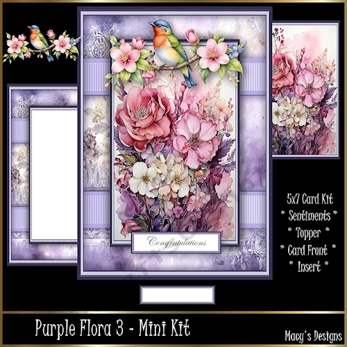 Purple Floral 3 - 5x7 Mini Kit