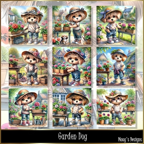 Garden Dog - Illustrations for Cards, Mini kits & Designers