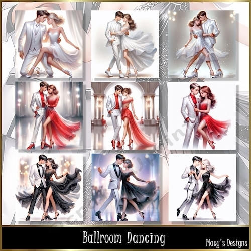 Ballroom Dancing - Illustrations for Cards, Mini kits & Designers