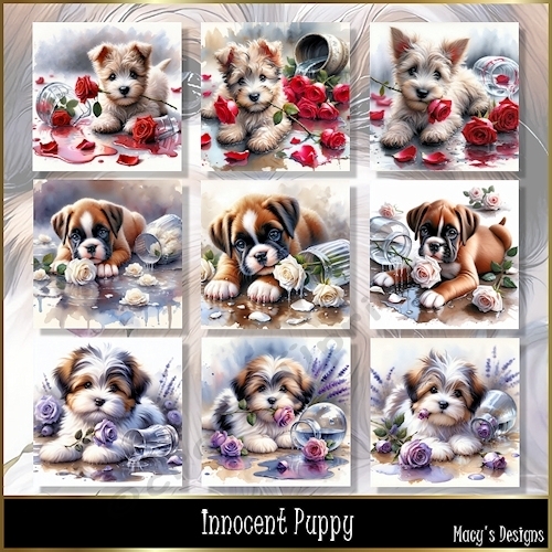 Innocent Puppy -  Illustrations for Cards, Mini kits & Designers