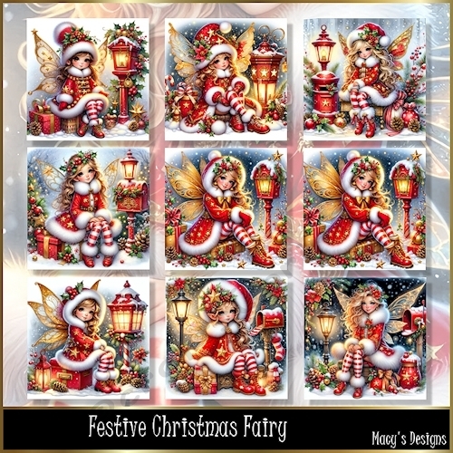 Festive Christmas Fairy - Illustrations for Cards, Mini kits & Designers
