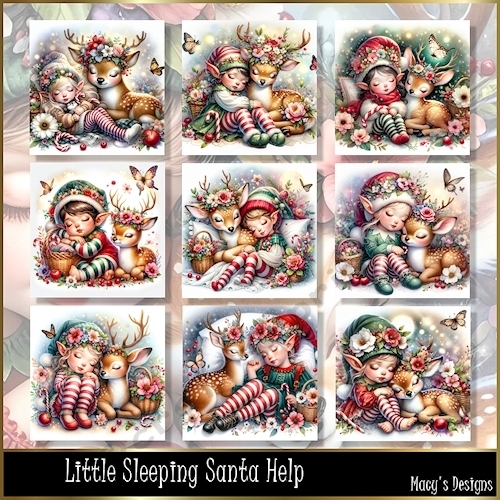 Sleeping Santa Help - Illustrations for Cards, Mini kits & Designers