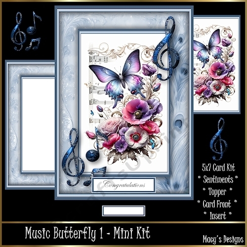 Music Butterfly 1 - 5x7 Mini Kit