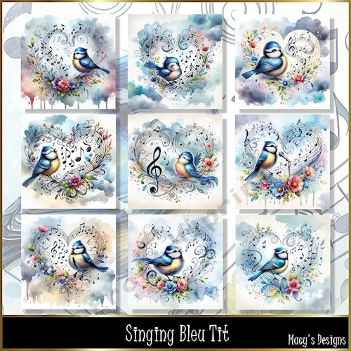 Singing Bleu Tit - Illustrations for Cards, Mini kits & Designers