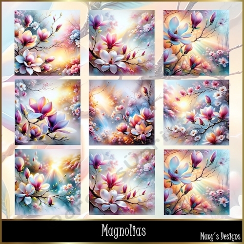 Magnolias - Illustrations for Cards, Mini kits & Designers