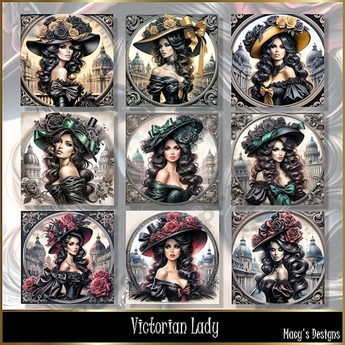 Victorian Lady - Illustrations for Cards, Mini kits & Designers