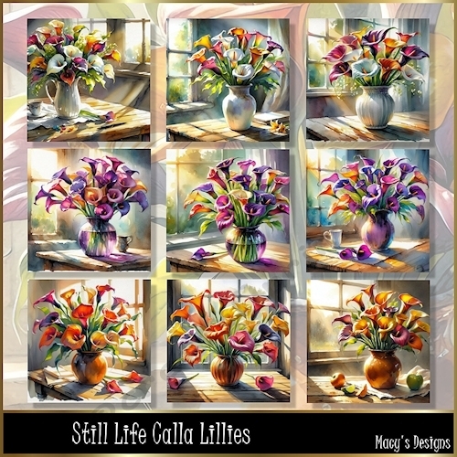 Still Life Calla Lillies - Illustrations for Cards, Mini kits & Designers