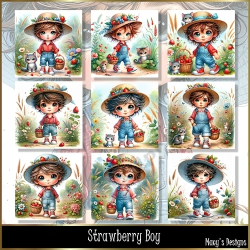 Strawberry Boy - Illustrations for Cards, Mini kits & Designers