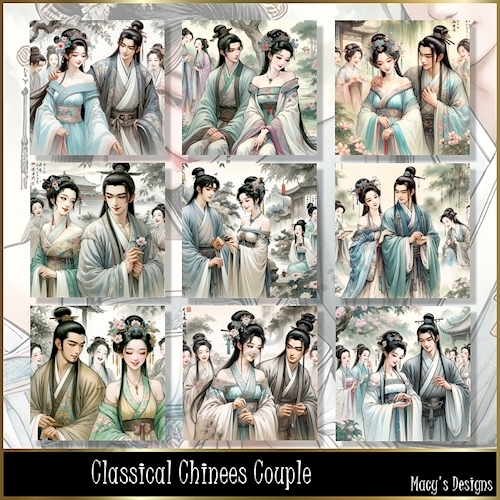 Classical Chinees Couple - Illustrations for Cards, Mini kits & Designers