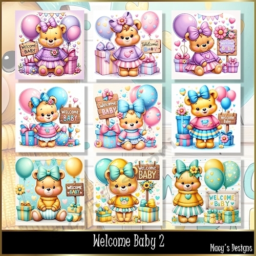 Welcome Baby 2 - Illustrations for Cards, Mini kits & Designers