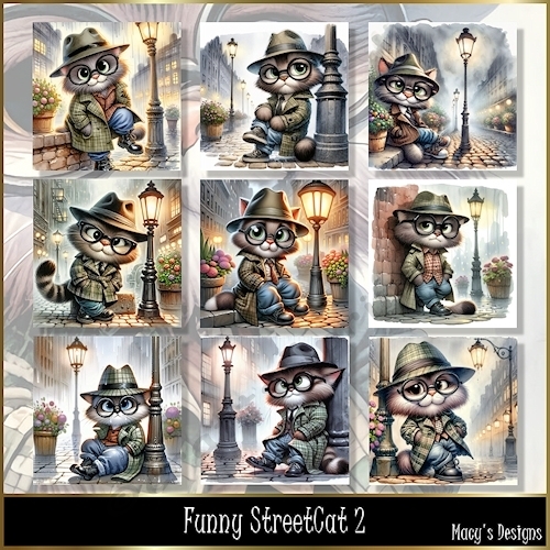 Funny Street Cat 2 - Illustrations for Cards, Mini kits & Designers