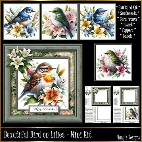Beautiful Birds on Lilies - 6x6 Mini Kit