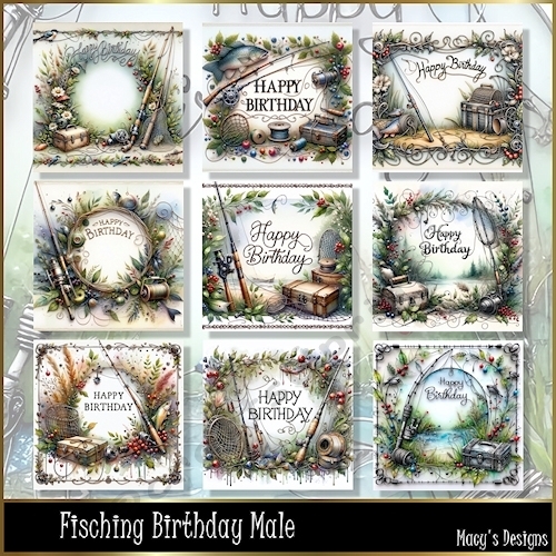 cup1393691_124264 - Fisching Birthday Male - Illustrations for Cards, Mini kits & Designers