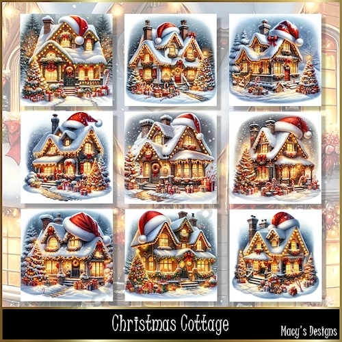 Christmas Cottage - Illustrations for Cards, Mini kits & Designers