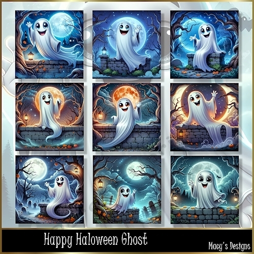 Happy Halloween Ghost - Illustrations for Cards, Mini kits & Designers