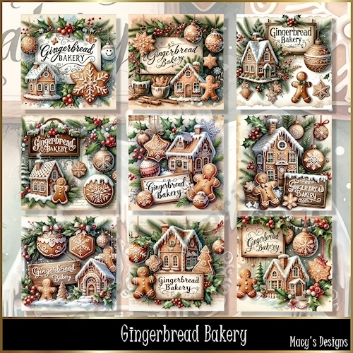 GingerBread Bakery - Illustrations for Cards, Mini kits & Designers