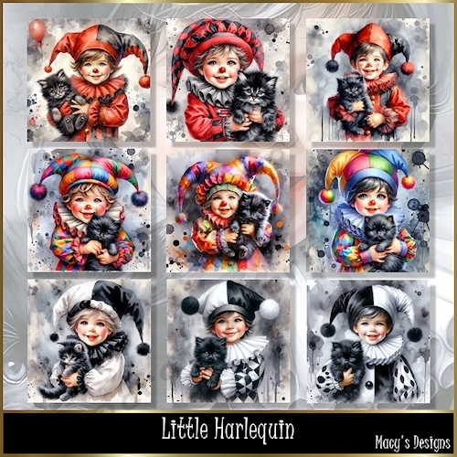 Little Harlequin - Illustrations for Cards, Mini kits & Designers
