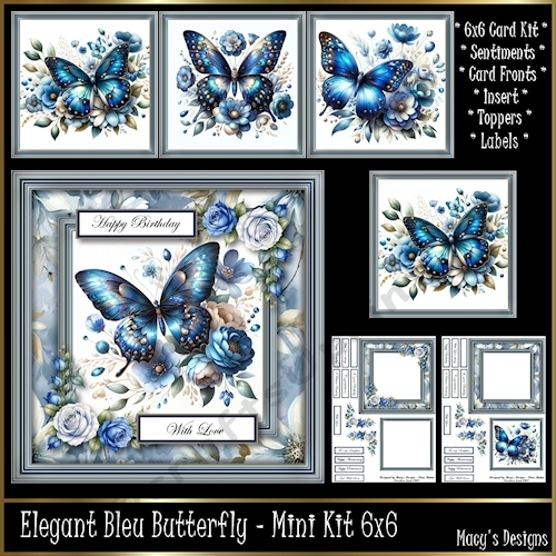 Elegant Bleu Butterfly - 6x6 Mini Kit