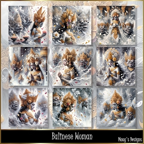 Balinese Woman  - Illustrations for Cards, Mini kits & Designers