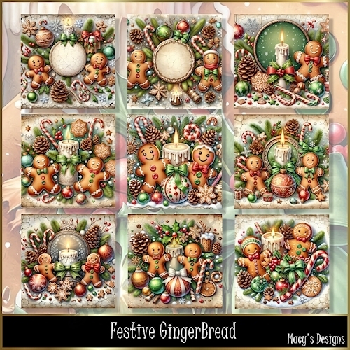 Festive GingerBread - Illustrations for Cards, Mini kits & Designers
