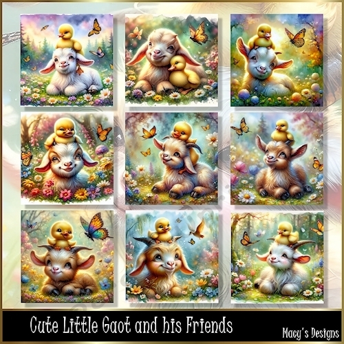 Cute Little Gaot and his Friends - Illustrations for Cards, Mini kits & Designers