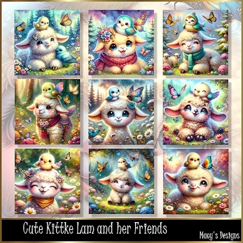 Cute Little Lam and her Friends - Illustrations for Cards, Mini kits & Designers