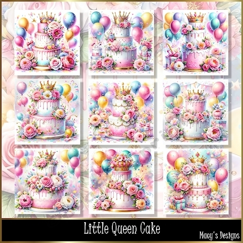 Little Queen Cake - Illustrations for Cards, Mini kits & Designers