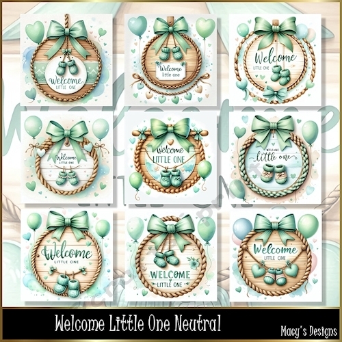 Welcome Little One Neutral - Illustrations for Cards, Mini kits & Designers