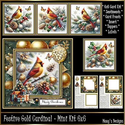 Festive Gold Cardinal - Mini Kit 6x6
