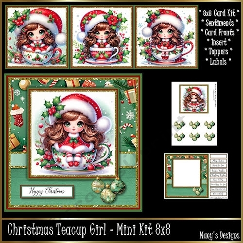 Christmas Teacup Girl - Mini Kit REQUEST 8x8