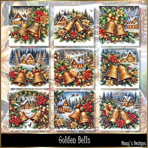 Golden Bells - Illustrations for Cards, Mini kits & Designers