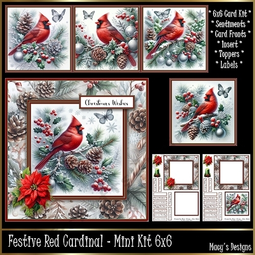 Festive Red Cardinal - Mini Kit 6x6