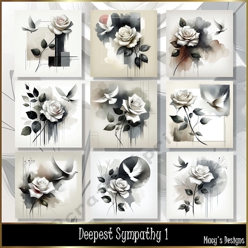 Deepest Sympathy 1 - Illustrations for Cards, Mini kits & Designers