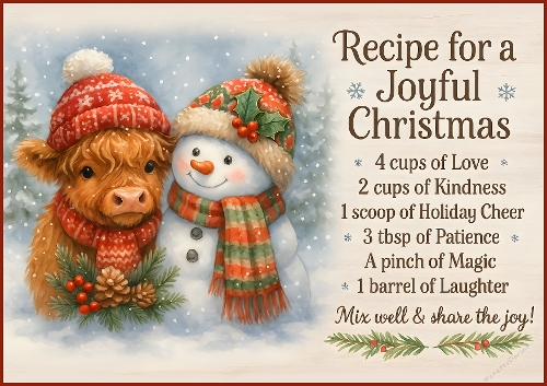 A4 - Recipe for a Joyful Christmas 3 - Illustration for Cards