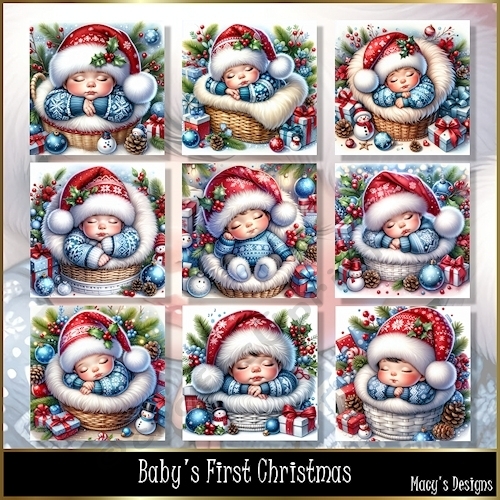 Baby First Christmas - Illustrations for Cards, Mini kits & Designers