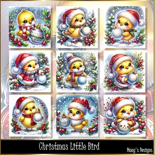 Christmas Little Bird - Illustrations for Cards, Mini kits & Designers