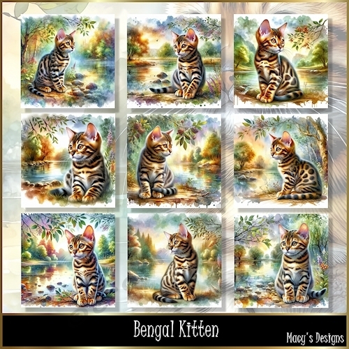 Bengal Kitten - Illustrations for Cards, Mini kits & Designers